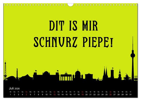 Produktbild: Berliner Mundart (Wandkalender 2026 DIN A3 quer), CALVENDO Monatskalender