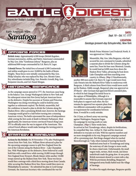 Produktbild: Battle Digest: Saratoga