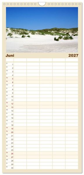 Produktbild: Familienplaner 2027 - Amrum &ndash; Trauminsel in der Nordsee mit 5 Spalten (Wandkalender, 21 x 45 cm) CALVENDO