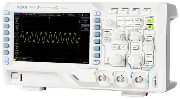 Produktbild: Rigol DS1102Z-E Digital-Oszilloskop 100 MHz 2-Kanal 1 GSa/s 24 Mpts 8 Bit Digital-Speicher (DSO) 1 St.