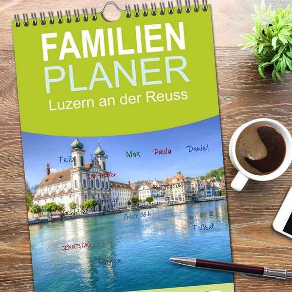 Produktbild: Familienplaner 2026 - Luzern an der Reuss mit 5 Spalten (Wandkalender, 21 x 45 cm) CALVENDO