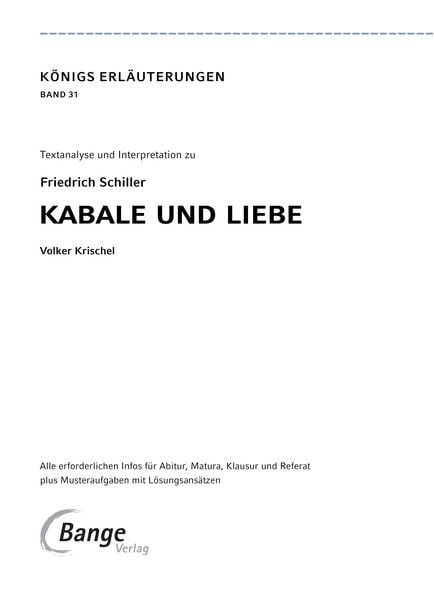Produktbild: Kabale und Liebe von Friedrich Schiller