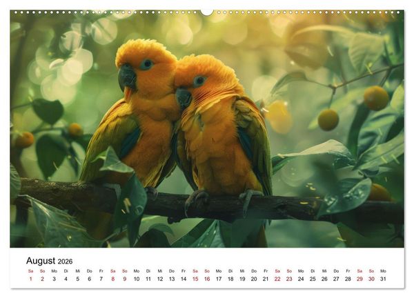 Produktbild: Papageien - Farbenfrohe Paradiesv&ouml;gel (hochwertiger Premium Wandkalender 2026 DIN A2 quer), Kunstdruck in Hochglanz