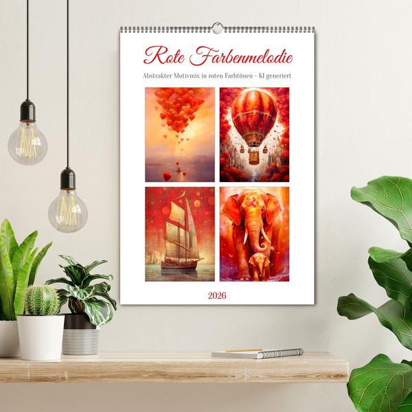 Produktbild: Rote Farbenmelodie (Wandkalender 2026 DIN A2 hoch), CALVENDO Monatskalender