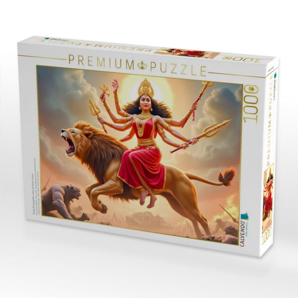 Produktbild: CALVENDO Puzzle Durga, Kriegerg&ouml;ttin, reitet auf einem L&ouml;wen | 1000 Teile Lege-Gr&ouml;&szlig;e 64x48cm Foto-Puzzle f&uuml;r gl&uuml;ckliche Stunden