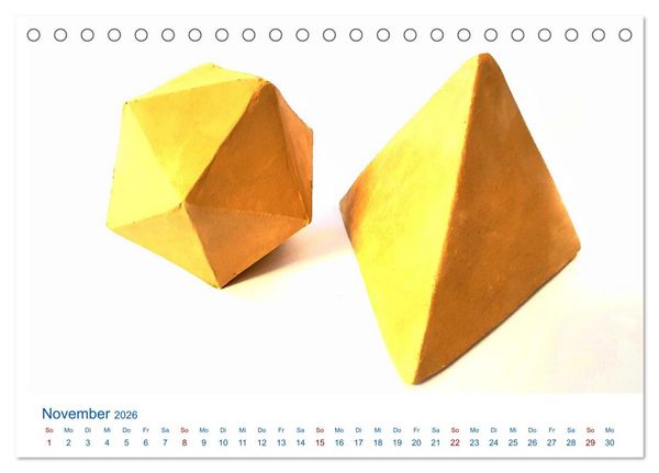Produktbild: Formvollendete Symmetrie - Die platonischen K&ouml;rper modelliert mit Ton (Tischkalender 2026 DIN A5 quer), CALVENDO Monatskalender