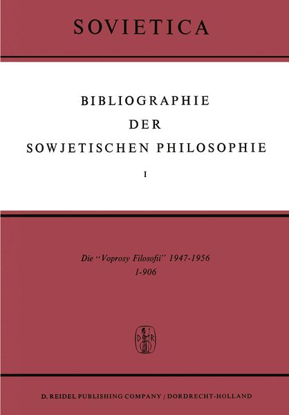Bibliographie der Sowjetischen Philosophie, Taschenbuch von , Springer Netherland, 9789401036856
