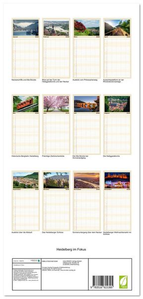 Produktbild: Familienplaner 2026 - Heidelberg im Fokus mit 5 Spalten (Wandkalender, 21 x 45 cm) CALVENDO
