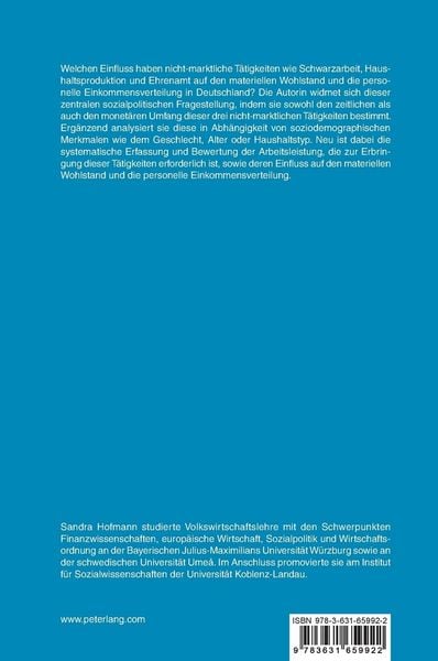 Produktbild: Einfluss nicht-marktlicher T&auml;tigkeiten auf den materiellen Wohlstand und die Einkommensverteilung in Deutschland