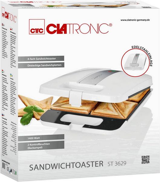 Produktbild: Clatronic ST3629 Sandwich-Toaster Wei&szlig;, Silber