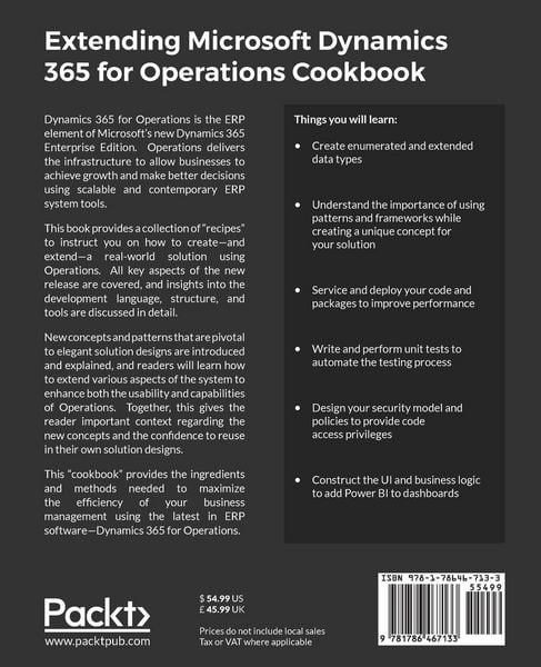 Produktbild: Extending Microsoft Dynamics 365 for Operations Cookbook
