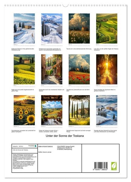 Produktbild: Unter der Sonne der Toskana (hochwertiger Premium Wandkalender 2026 DIN A2 hoch), Kunstdruck in Hochglanz
