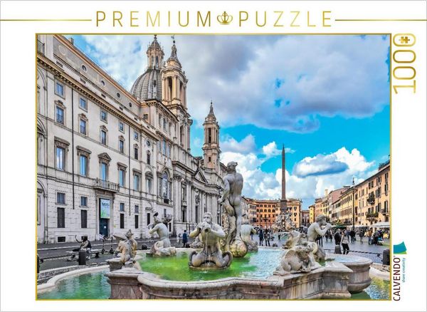 Produktbild: CALVENDO Puzzle Piazza Navona mit dem Mohrenbrunnen | 1000 Teile Lege-Gr&ouml;&szlig;e 64x48cm Foto-Puzzle f&uuml;r gl&uuml;ckliche Stunden