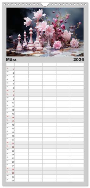 Produktbild: Familienplaner 2026 - Schach Matt mit 5 Spalten (Wandkalender, 21 x 45 cm) CALVENDO