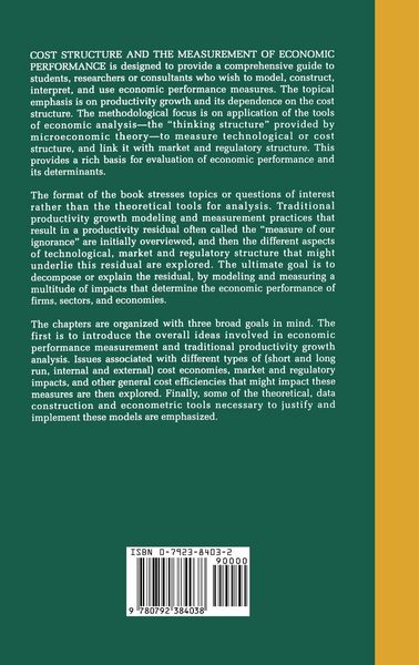 Produktbild: Cost Structure and the Measurement of Economic Performance