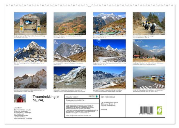 Produktbild: Traumtrekking in NEPAL (hochwertiger Premium Wandkalender 2026 DIN A2 quer), Kunstdruck in Hochglanz