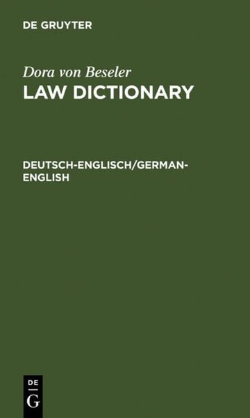 Produktbild: Dora von Beseler: Law Dictionary / Deutsch-Englisch/German-English
