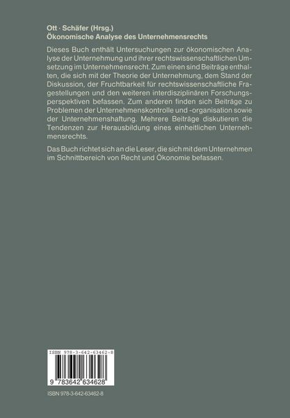 Produktbild: &Ouml;konomische Analyse des Unternehmensrechts