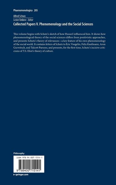 Produktbild: Collected Papers V. Phenomenology and the Social Sciences