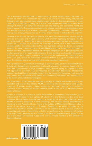 Produktbild: Measure Theory and Probability Theory