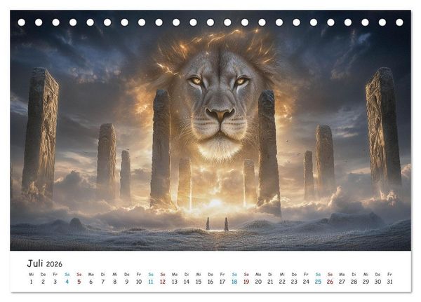 Produktbild: Die St&auml;rke der L&ouml;wenw&auml;chter (Tischkalender 2026 DIN A5 quer), CALVENDO Monatskalender