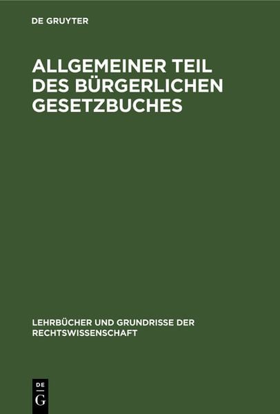 Produktbild: Allgemeiner Teil des B&uuml;rgerlichen Gesetzbuches