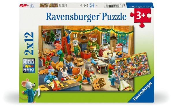 Produktbild: Kinderpuzzle 2x12 Teile - Weihnachtswerkstatt
