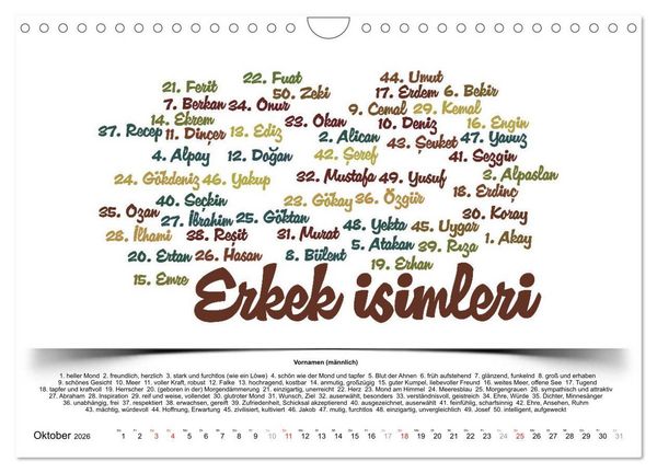 Produktbild: Kultur-Sprachkalender T&uuml;rkisch-Deutsch (Wandkalender 2026 DIN A4 quer), CALVENDO Monatskalender