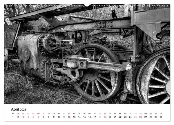 Produktbild: Unter Dampf - Eisenbahnromantik in schwarz-wei&szlig; (Wandkalender 2026 DIN A2 quer), CALVENDO Monatskalender