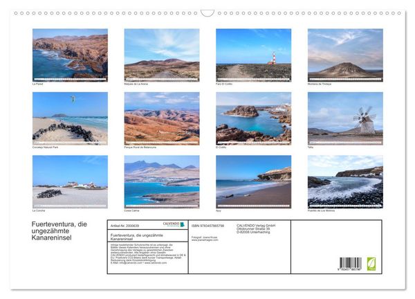 Produktbild: Fuerteventura, die ungez&auml;hmte Kanareninsel (Wandkalender 2026 DIN A2 quer), CALVENDO Monatskalender