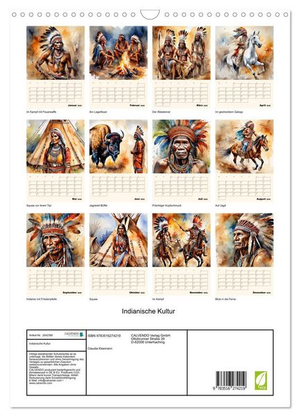 Produktbild: Indianische Kultur (Wandkalender 2026 DIN A3 hoch), CALVENDO Monatskalender