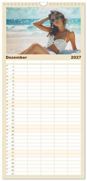 Produktbild: Familienplaner 2027 - Entspannen am Strand mit 5 Spalten (Wandkalender, 21 x 45 cm) CALVENDO