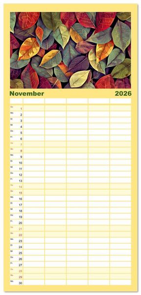 Produktbild: Familienplaner 2026 - Patchwork - Farben und Formen mit 5 Spalten (Wandkalender, 21 x 45 cm) CALVENDO