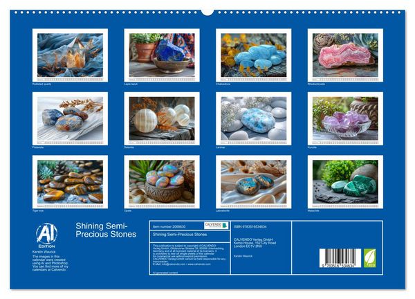 Produktbild: Shining Semi-Precious Stones (High Quality Premium Wall Calendar 2026 DIN A2 landscape),CALVENDO 12 Month Wall Calendar