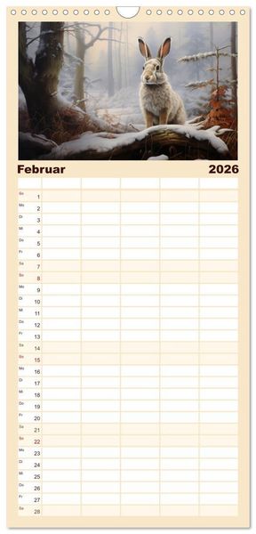Produktbild: Familienplaner 2026 - Hasenliebe mit 5 Spalten (Wandkalender, 21 x 45 cm) CALVENDO