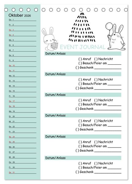 Produktbild: Geburtstagsplaner Doodle Tiere - F&uuml;r Termine, Geschenke, Eventdetails & mehr (Tischkalender 2026 DIN A5 hoch), CALVENDO Monatskalender
