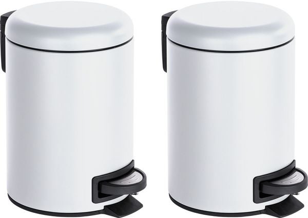 Kosmetik Treteimer Mod. Leman Weiß 3 L, 2er Set, Kosmetikeimer, Mülleimer
