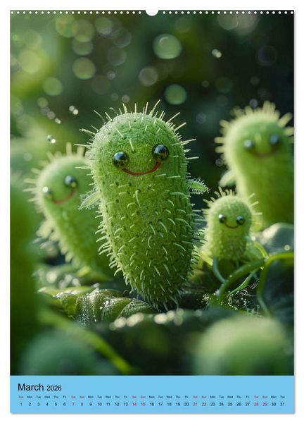 Produktbild: Microbial Cuteness (High Quality Premium Wall Calendar 2026 DIN A2 portrait),CALVENDO 12 Month Wall Calendar