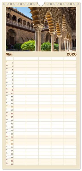 Produktbild: Familienplaner 2026 - Sevilla - Unterwegs in Spanien mit 5 Spalten (Wandkalender, 21 x 45 cm) CALVENDO