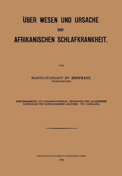 Produktbild: &Uuml;ber Wesen und Ursache der afrikanischen Schlafkrankheit