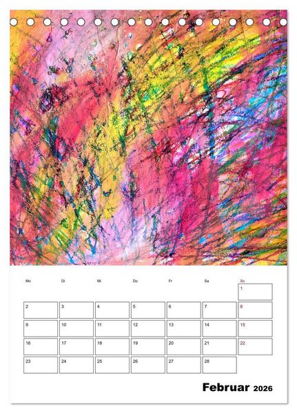 Produktbild: Ungeb&auml;ndigt frei - Abstrakte Malerei - dynamische Linien in leuchtenden Farbr&auml;umen (Tischkalender 2026 DIN A5 hoch), CALVENDO Monatskalender