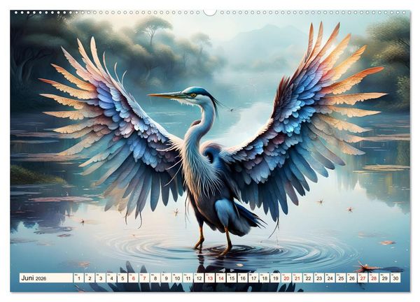 Produktbild: Federleichte Freunde (hochwertiger Premium Wandkalender 2026 DIN A2 quer), Kunstdruck in Hochglanz