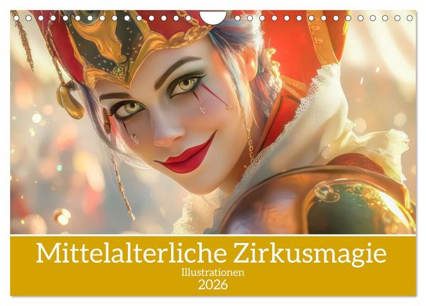 Mittelalterliche Zirkusmagie - Illustrationen (Wandkalender 2026 DIN A4 quer), CALVENDO Monatskalender