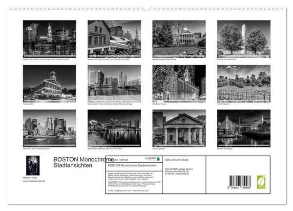 Produktbild: BOSTON Monochrome Stadtansichten (hochwertiger Premium Wandkalender 2026 DIN A2 quer), Kunstdruck in Hochglanz