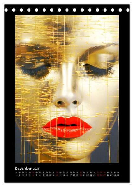 Produktbild: Goldene Portraits. Fusion von Kunst und &Auml;sthetik (Tischkalender 2026 DIN A5 hoch), CALVENDO Monatskalender