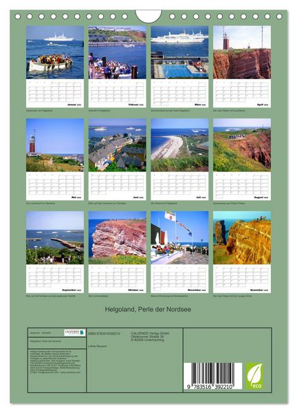 Produktbild: Helgoland, Perle der Nordsee (Wandkalender 2026 DIN A4 hoch), CALVENDO Monatskalender