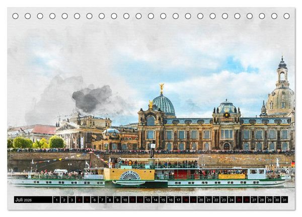 Produktbild: S&auml;chsische Dampfer Aquarelle (Tischkalender 2026 DIN A5 quer), CALVENDO Monatskalender