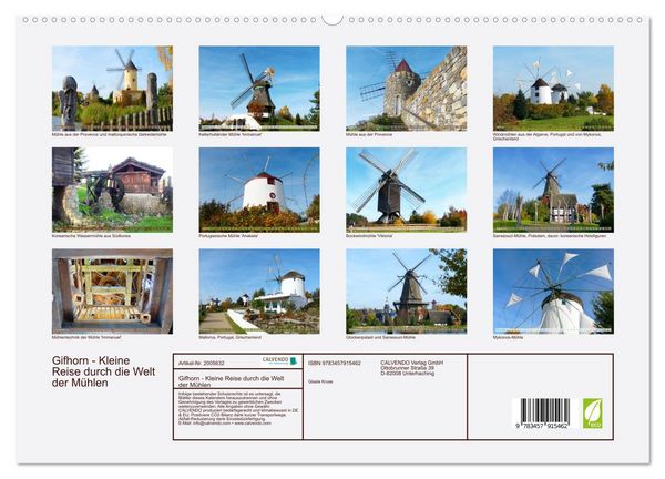 Produktbild: Gifhorn - Kleine Reise durch die Welt der M&uuml;hlen (Wandkalender 2026 DIN A2 quer), CALVENDO Monatskalender