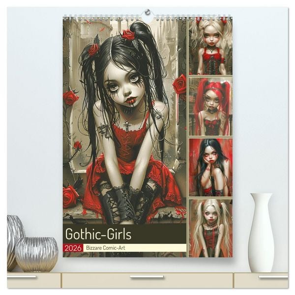Produktbild: Gothic-Girls. Bizzare Comic-Art (hochwertiger Premium Wandkalender 2026 DIN A2 hoch), Kunstdruck in Hochglanz