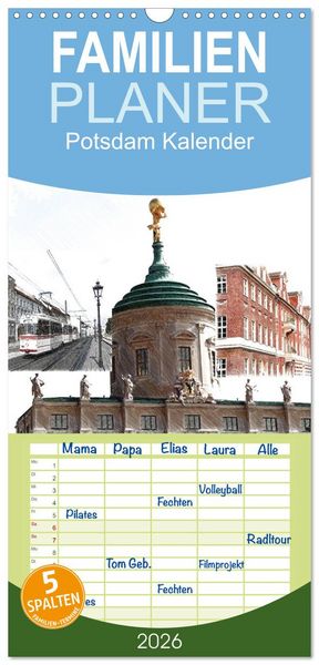 Produktbild: Familienplaner 2026 - Potsdam Kalender mit 5 Spalten (Wandkalender, 21 x 45 cm) CALVENDO